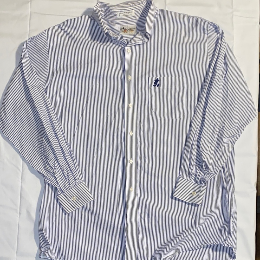 Walt Disney Workd Mickey striped cotton button down size Large